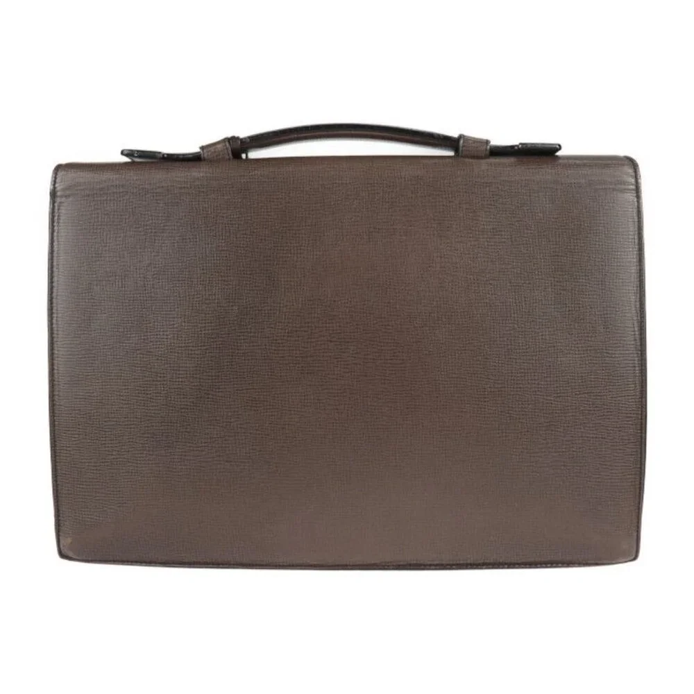 Loewe Briefcase Business Bag Leather Brown Silver Hardware 2-Way Document